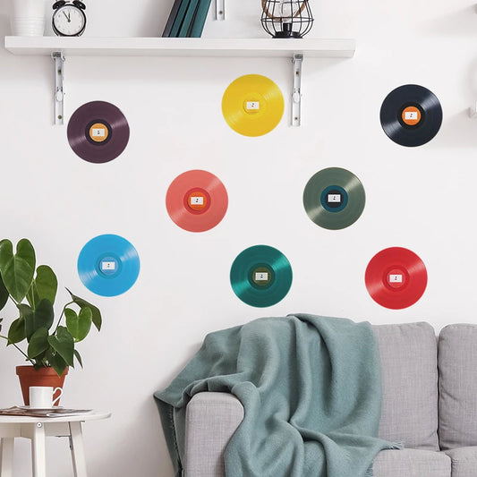 Cool Colorful Musical Record CD 3D Vinyl Wall Stickers Art Mural for Home Kids Bedroom Nursery School Music Room Decorations